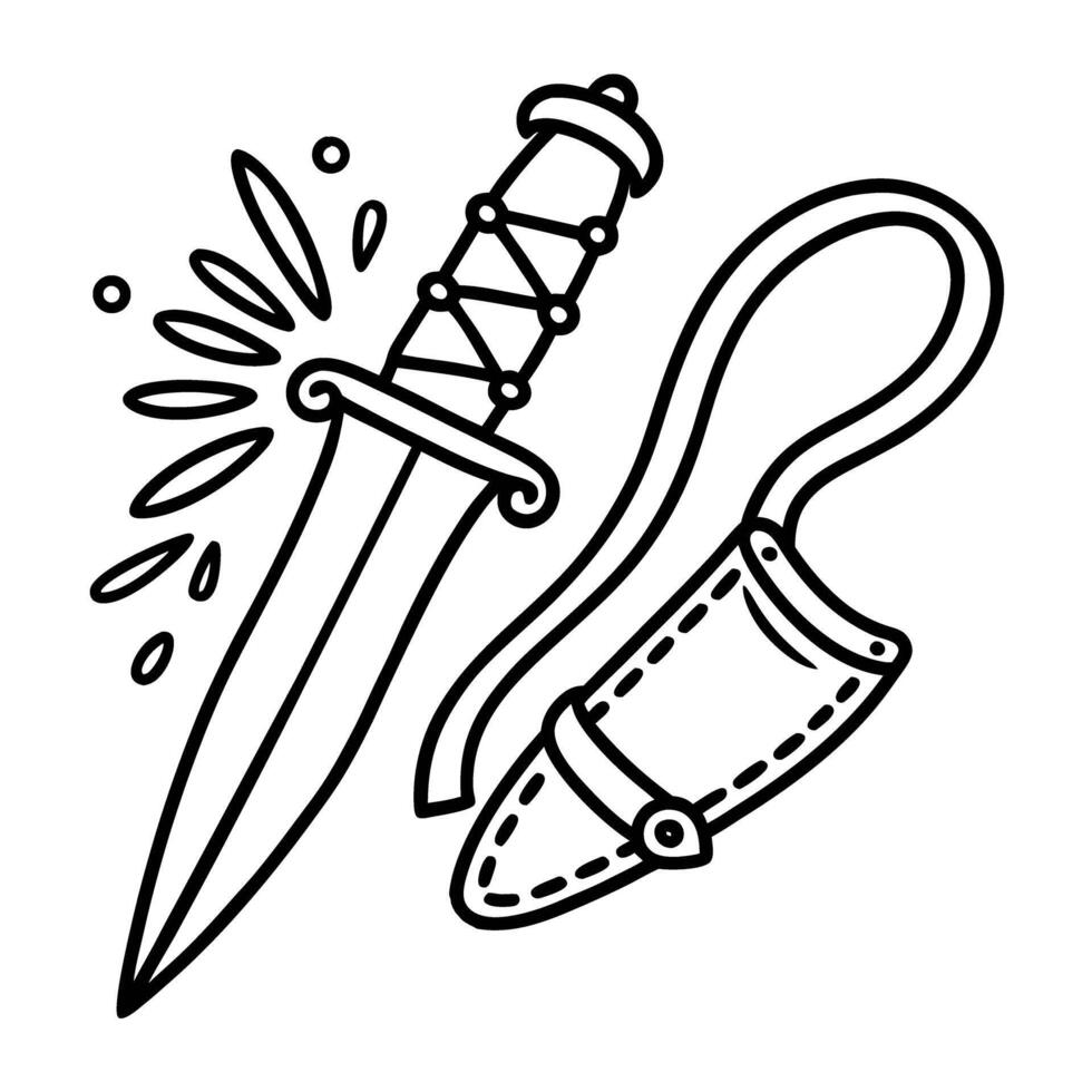 Knife with sheath and splash design illustration vector
