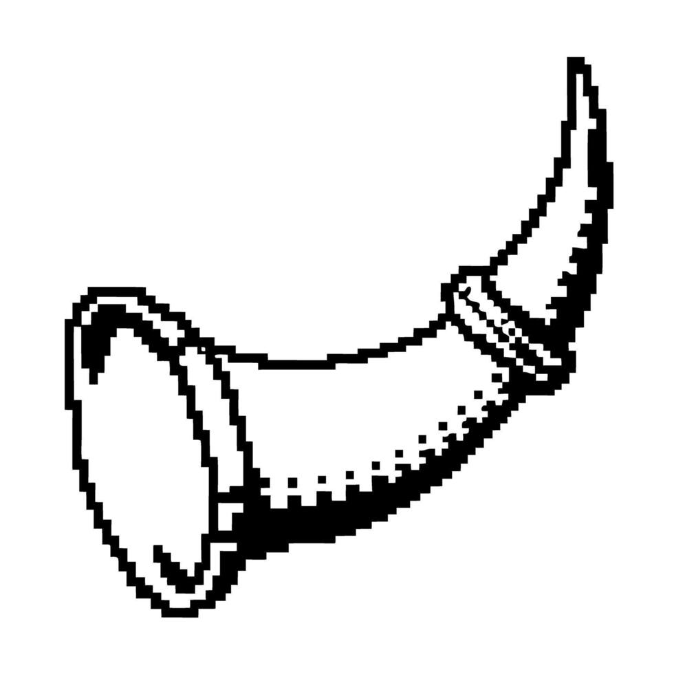 Pixel art drinking horn icon, retro 8 bit digital illustration vector