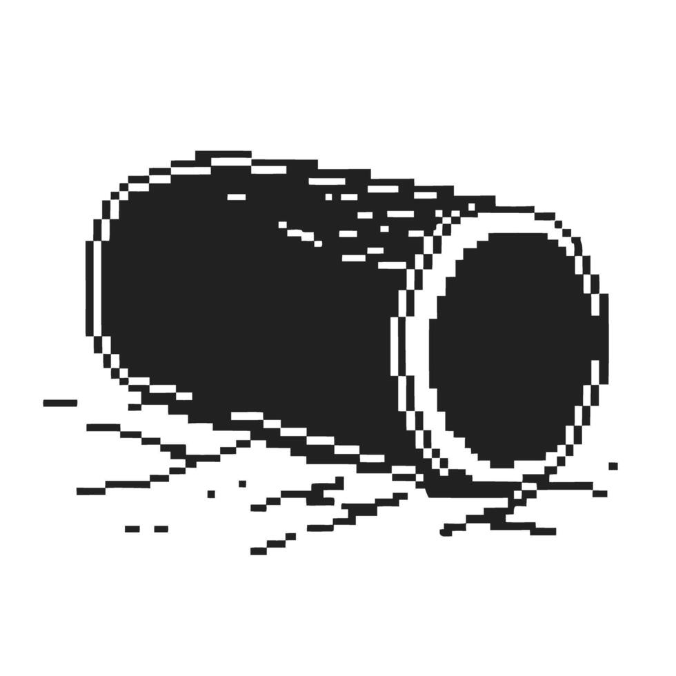Pixelated tin can retro, pixel art black and white, vintage digital illustration vector