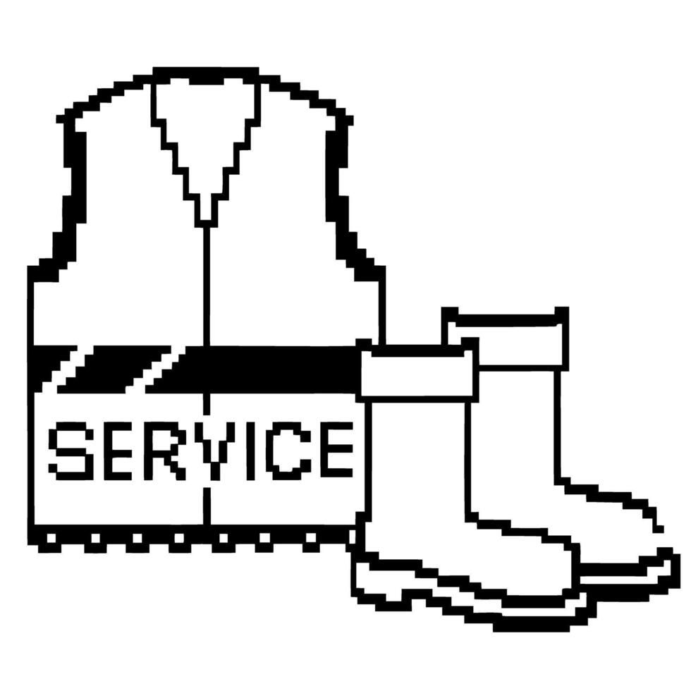 Service uniform high visibility vest and sturdy boots in minimalist design vector
