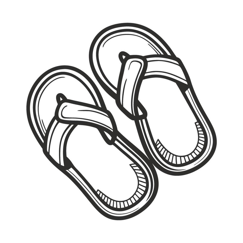 stylized summer sandals illustration, casual footwear simple outline design, flip flops for warm weather vector