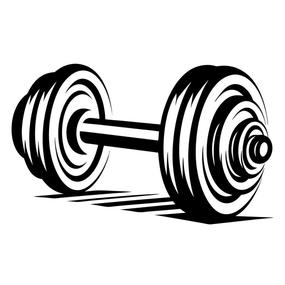 Black and white illustration of dumbbell for fitness and strength training vector