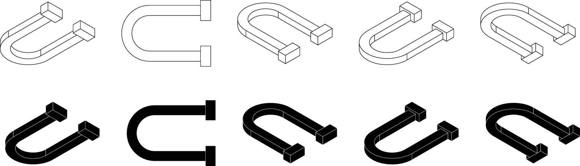 magnets Isometric silhouettes vector