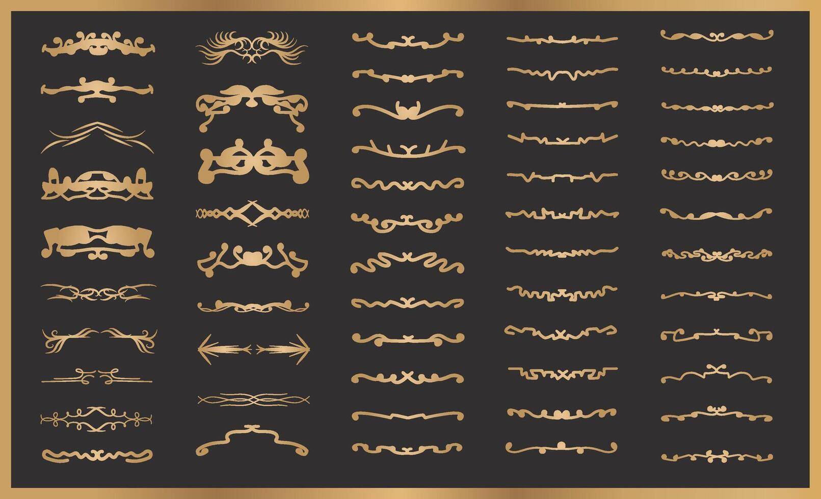 set of golden dividers vector