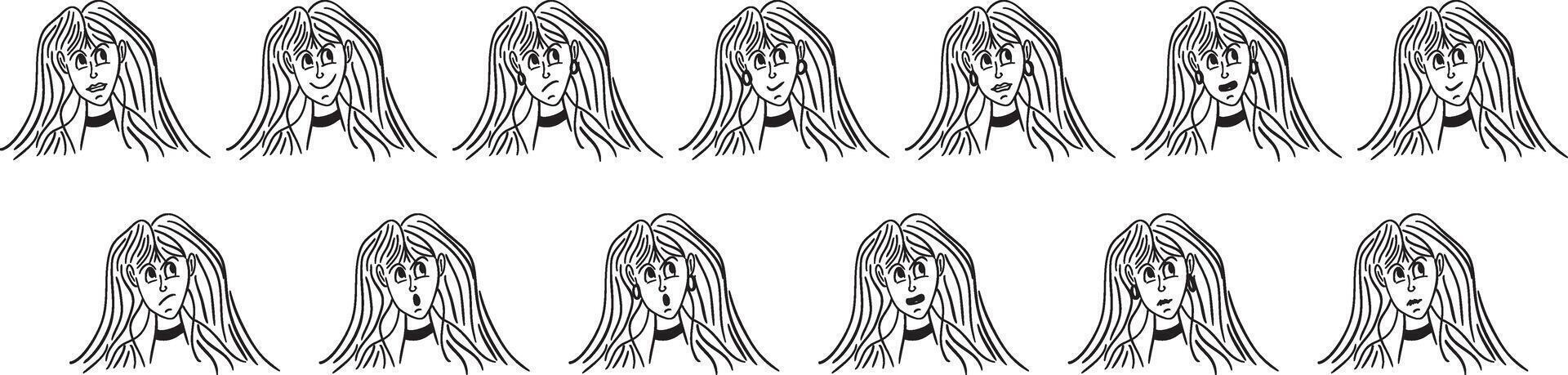 girl face drawing vector