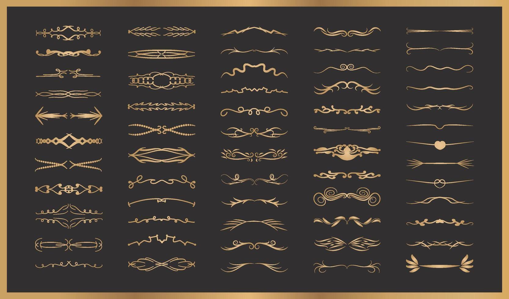 collection of golden dividers vector