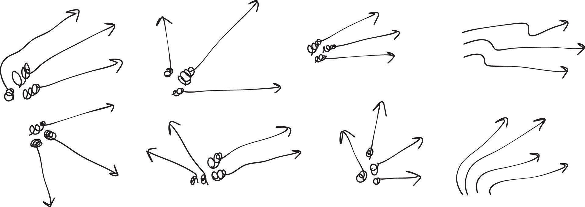 set of hand drawn black arrows vector