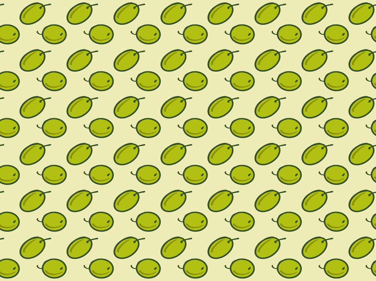 green olives Seamless pattern on light background. Perfect for kitchen decor, wrapping paper, packaging design, olive oil labels, fabric, and stationery. vector