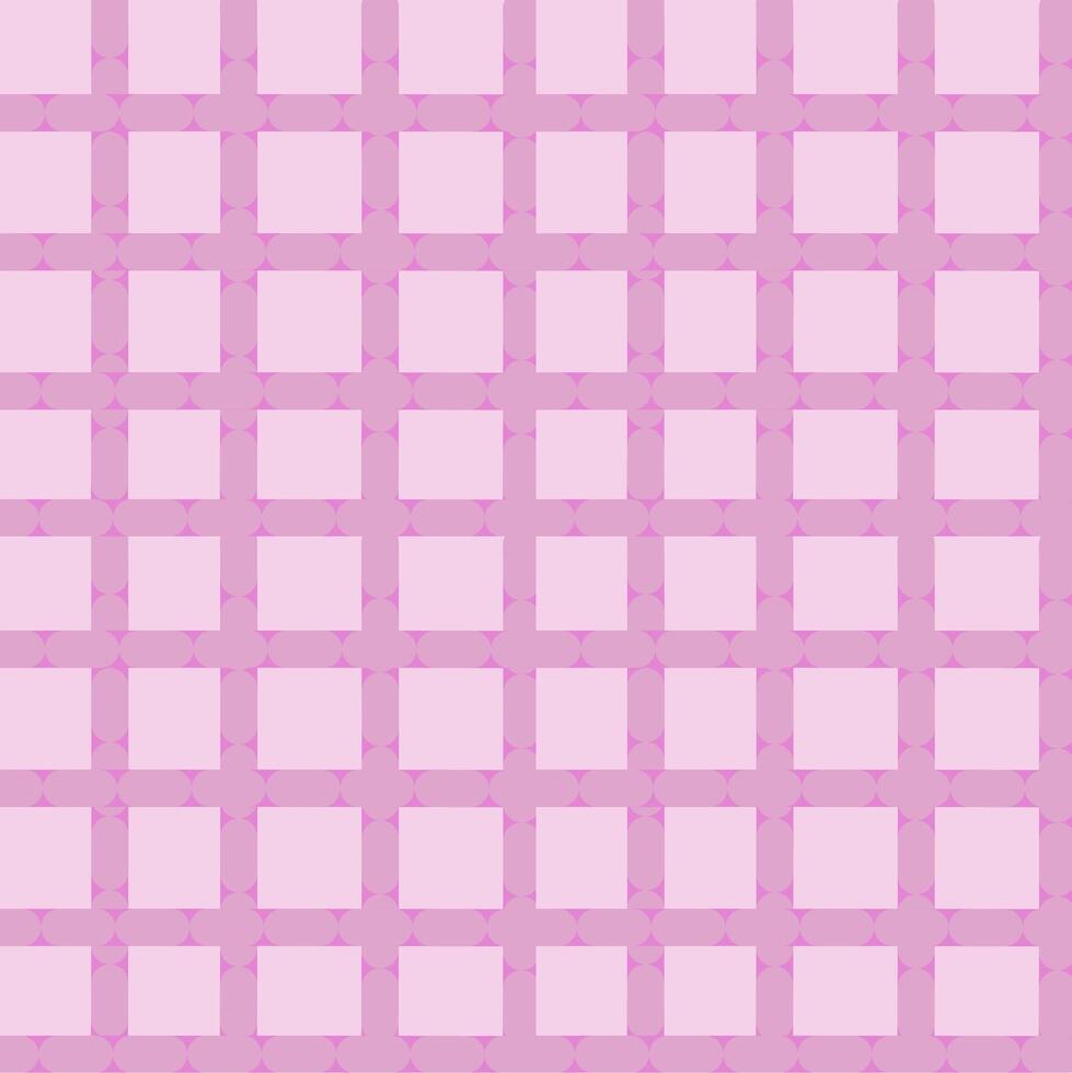 Seamless geometric pink pattern with rounded square and cross shapes. Minimal, soft grid design. vector