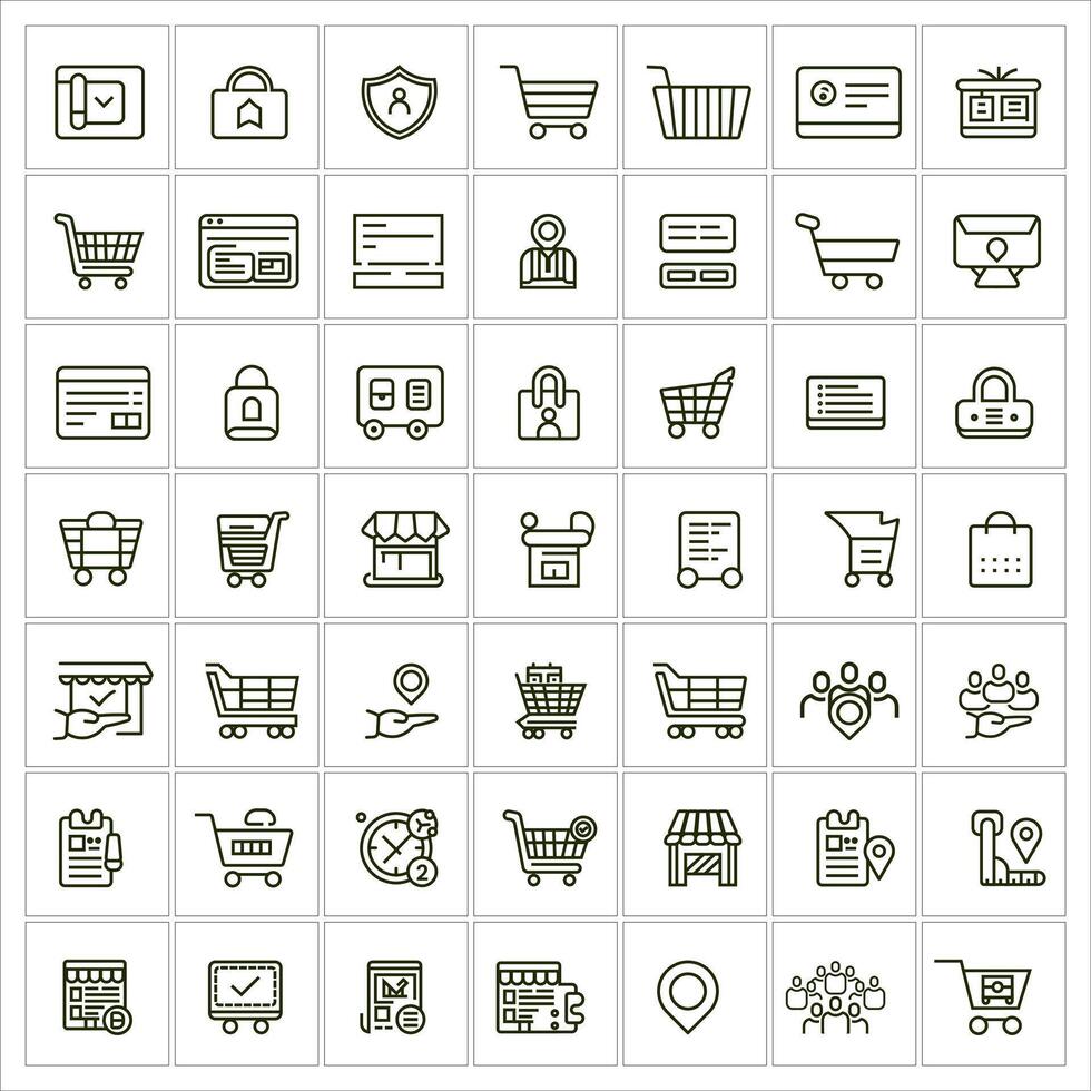 E commerce and online shopping realistic icon set. E commerce and online shopping related icon set on retail, sale, currency, customer, chart, trolley icon, store, online shopping line Icon vector