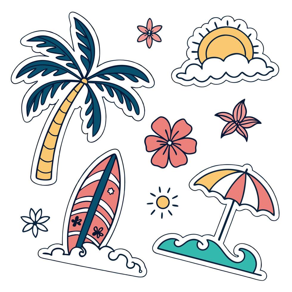 Summer Beach Stickers illustration vector