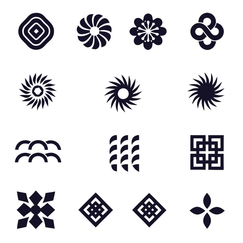 Collection of Abstract Geometric , florl and Ornamental Icons vector