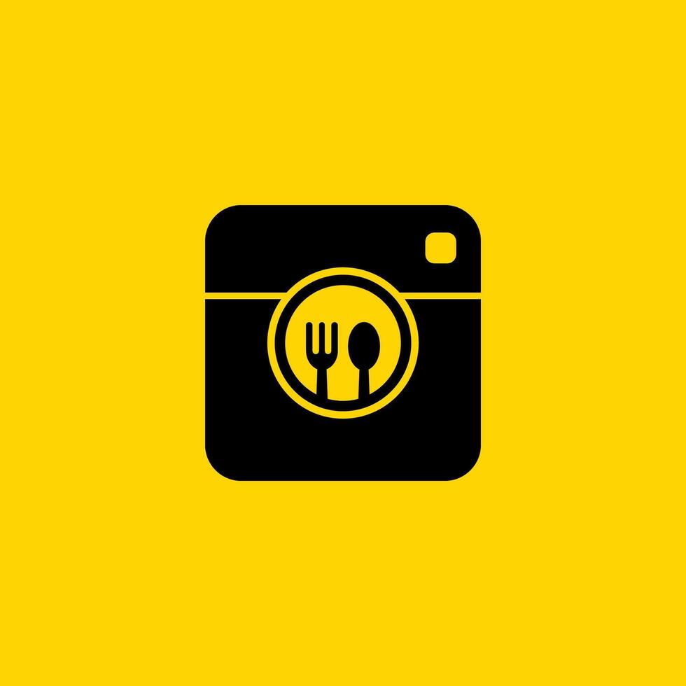 Simple fork and spoon photo icon. Food photography fork and spoon logo design. vector