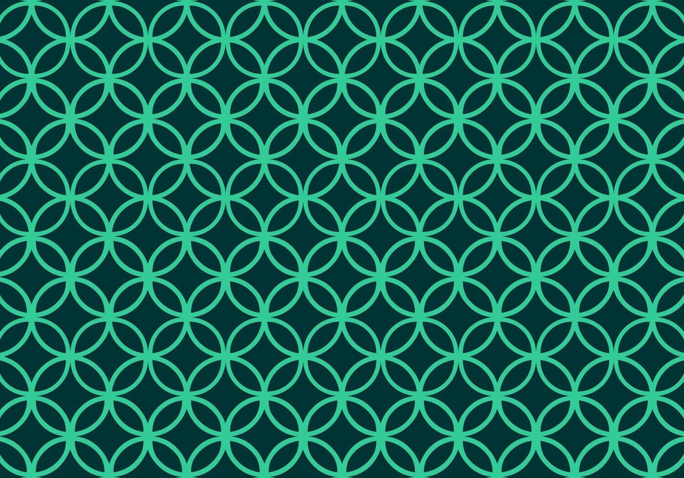 Geometric Overlapping Circle Pattern in Teal on Dark Background for Modern Seamless Wallpaper Textile and Graphic Design vector