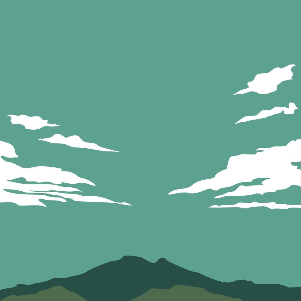 Mountain Landscape with Clouds and Green Sky vector