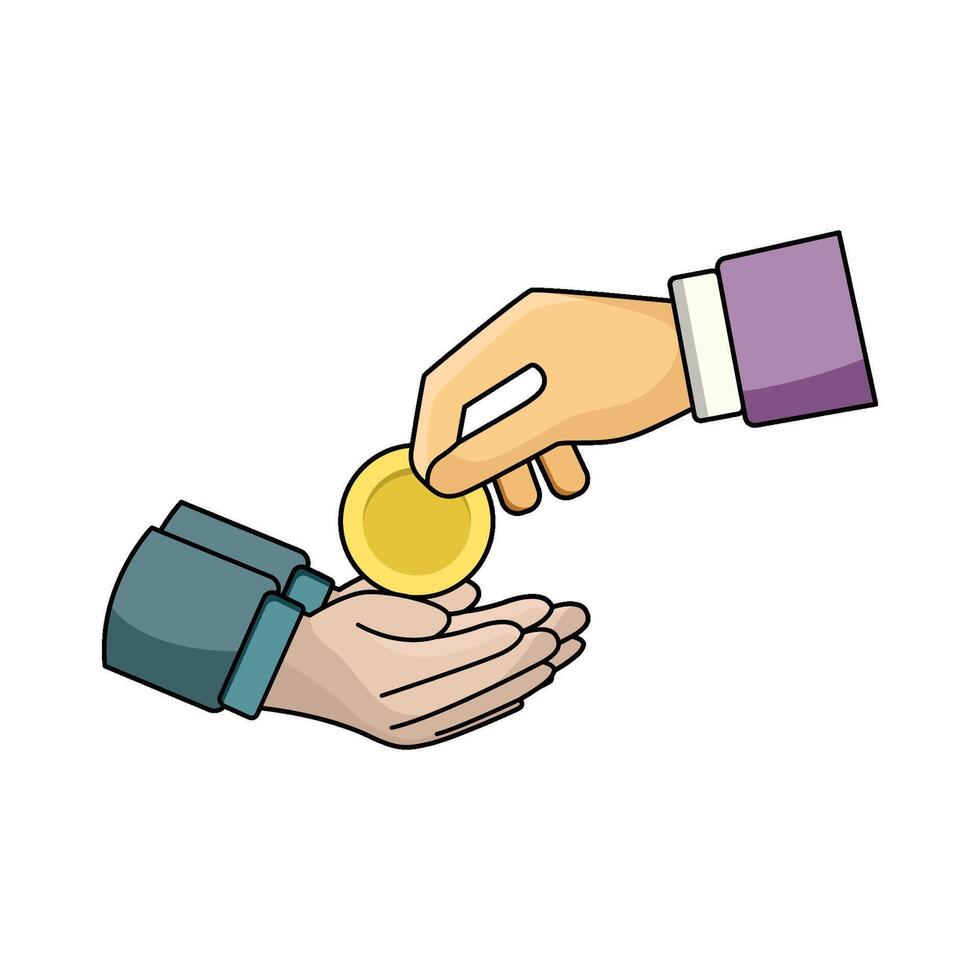 illustration of hand giving coin vector