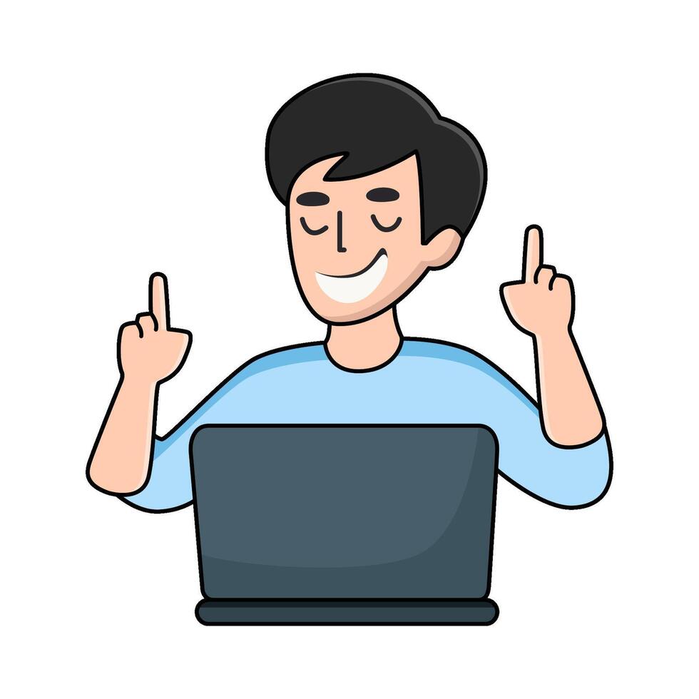 illustration of laptop user vector