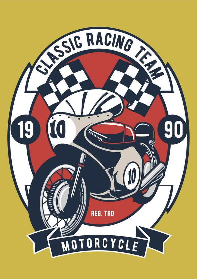 Vintage Racing Team Retro T-Shirt Design Art - Classic Motorsport Illustration vector