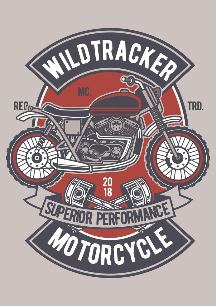 Editable Wild Tracker motorcycle t-shirt design illustration. Perfect for biker apparel, custom clothing, and print-on-demand merchandise. vector