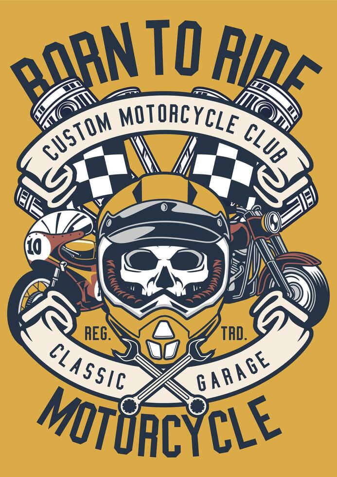 Vintage Motorcycle Rider Retro T-Shirt Graphic Design Art vector