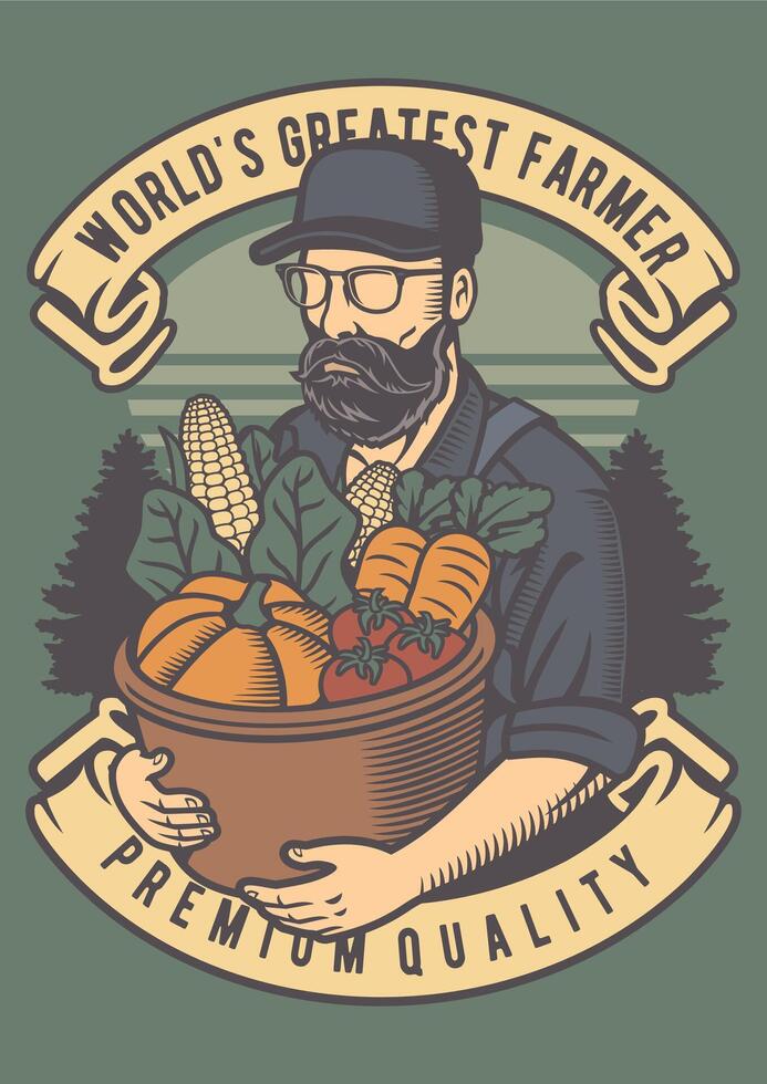 Premium World's Best Farmer Graphic Art for T-Shirt Printing, Agriculture Lover Design vector