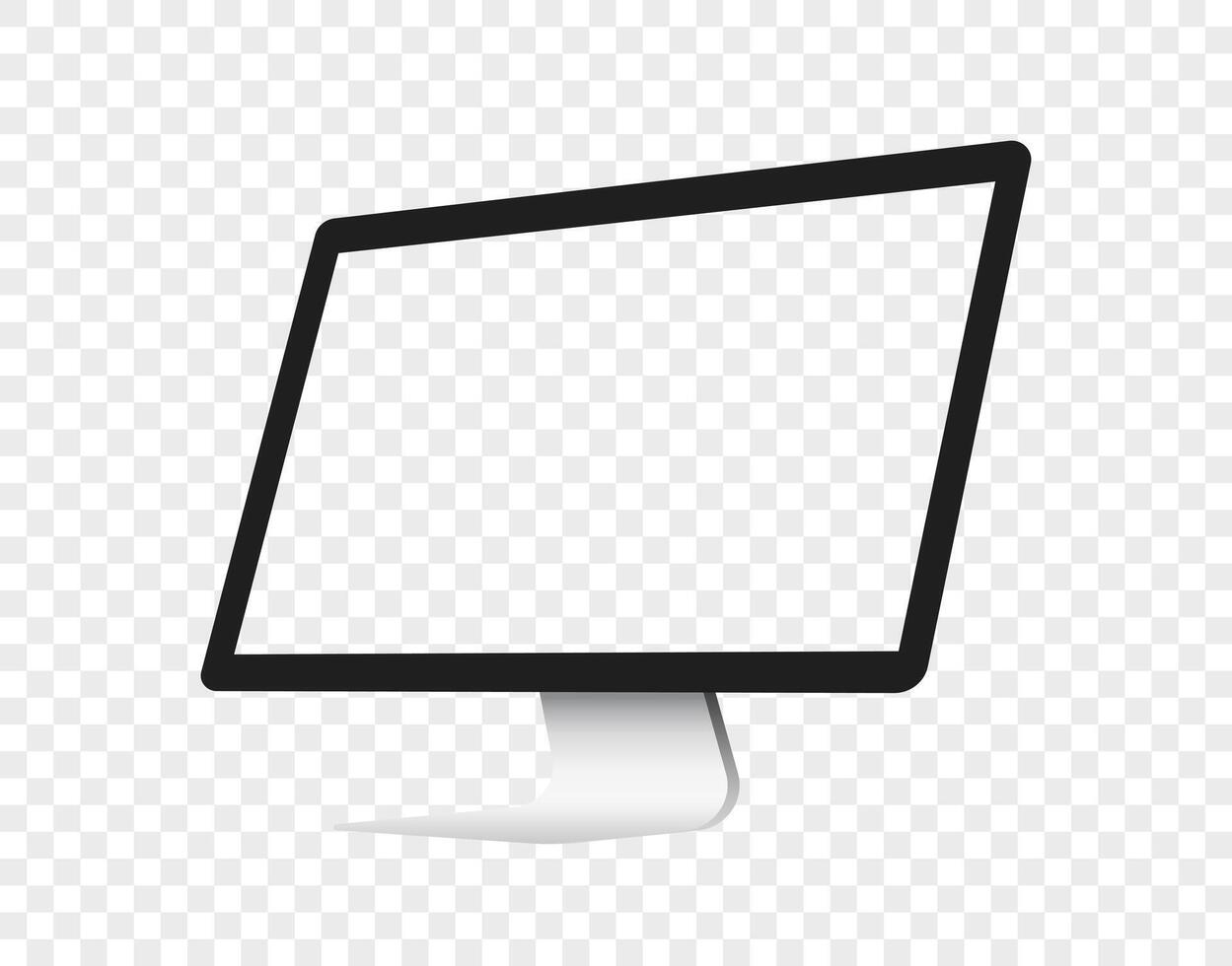 Desktop computer monitor with stand, side view blank mockup isolated illustration vector
