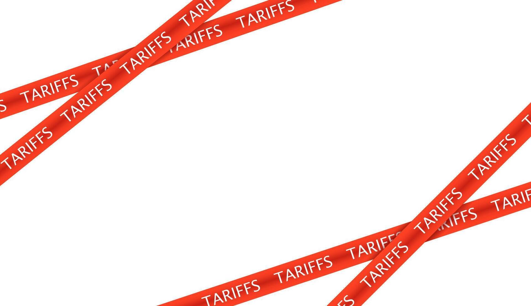 Tariffs and Trade Red Ribbon Barrier Warning Tape on White Background Illustration vector