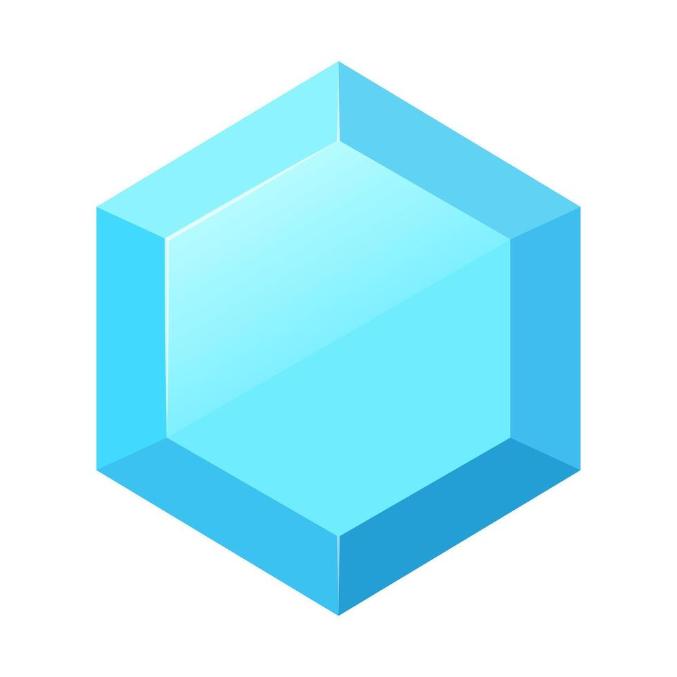 Blue color gem cartoon style icon isolated illustration vector
