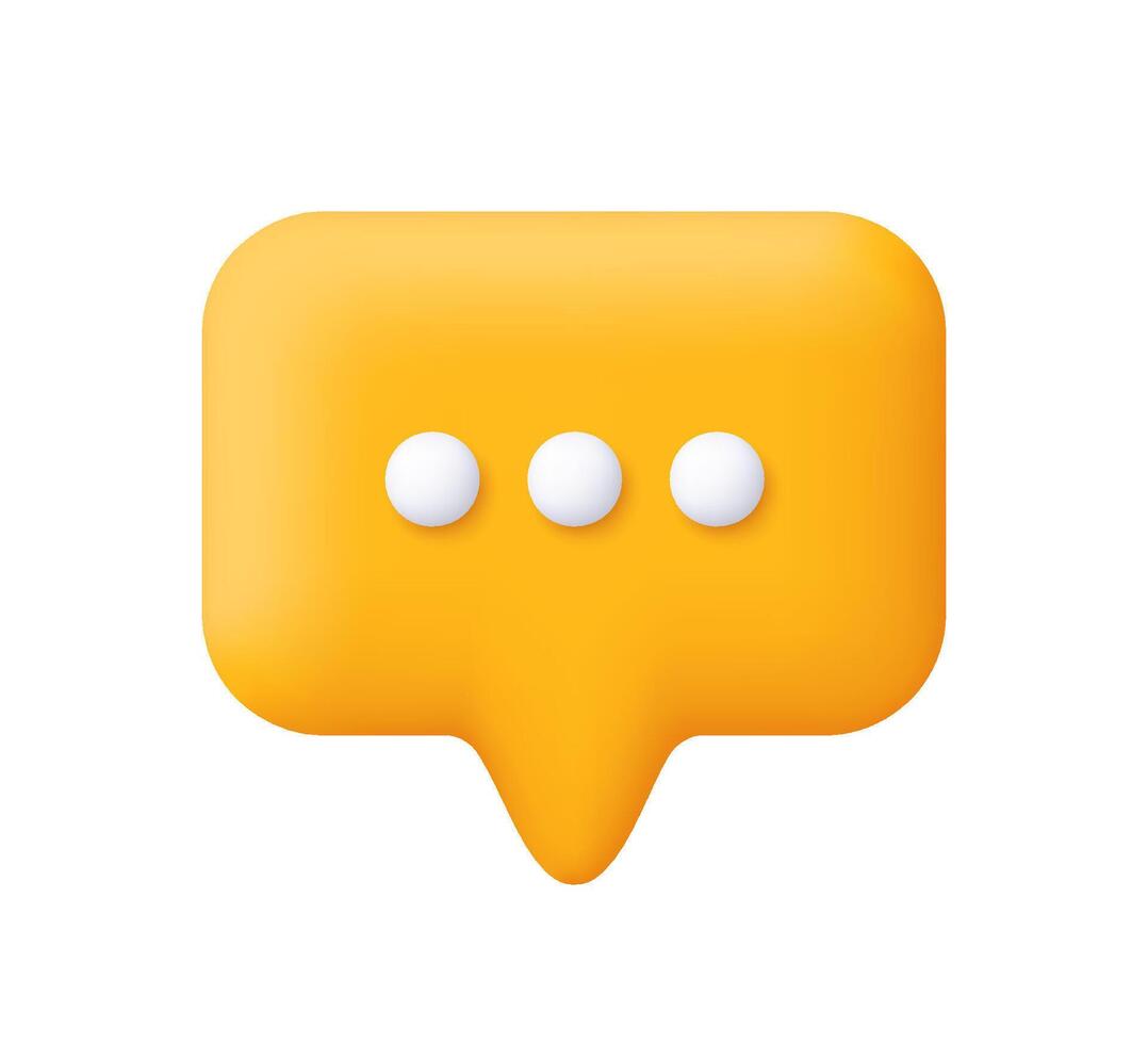 Yellow speech bubble. Message, comment and chat. Social network and communication concept. 3d icon. Cartoon minimal style. vector