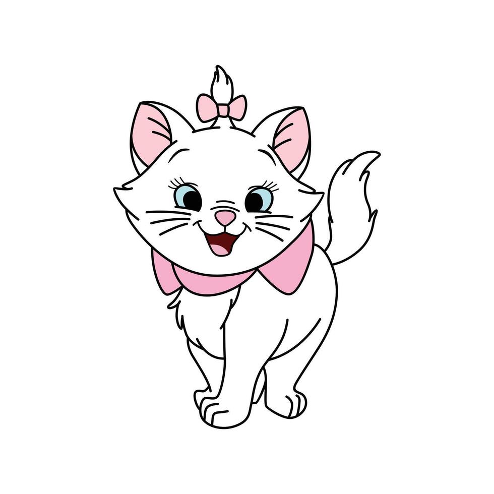 Cute cat white marie vector