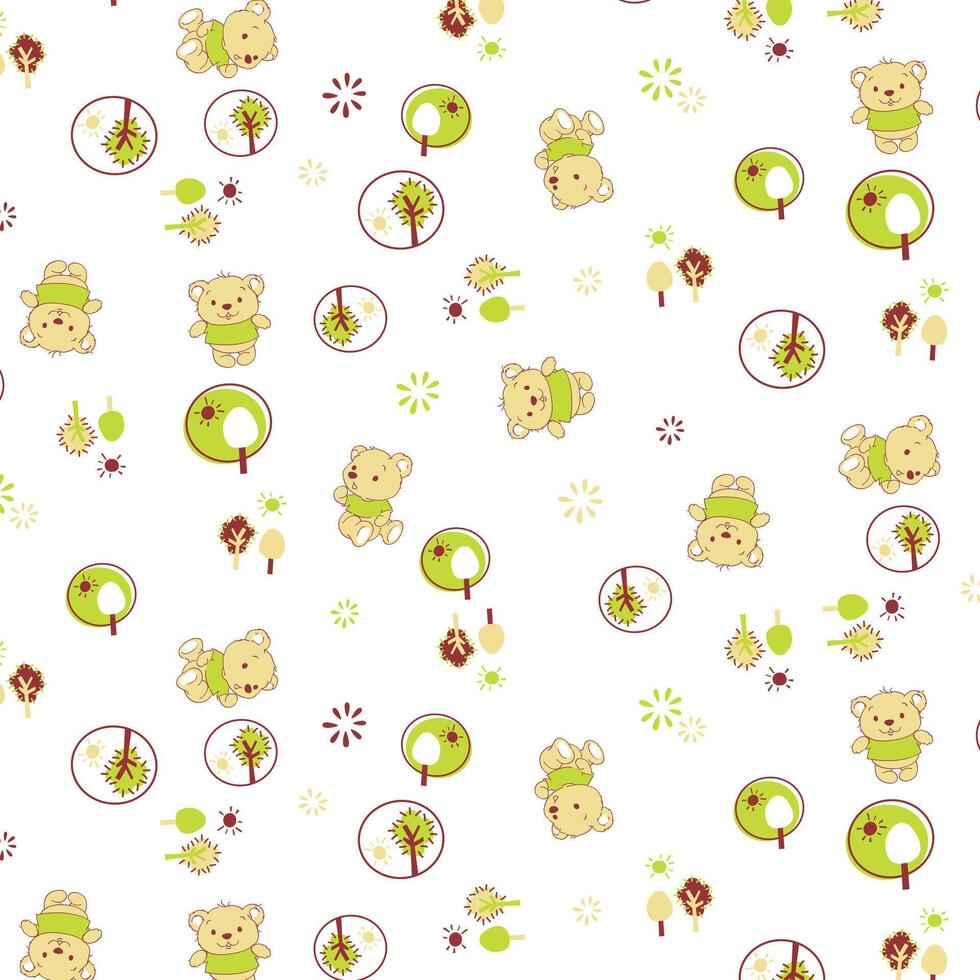 Cute Teddy Bear Pattern Design vector