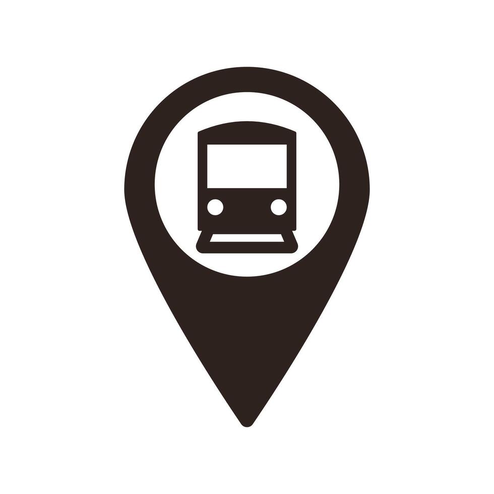 Train station map pin. Train station location pin. GPS train location symbol for apps and websites stock illustration vector