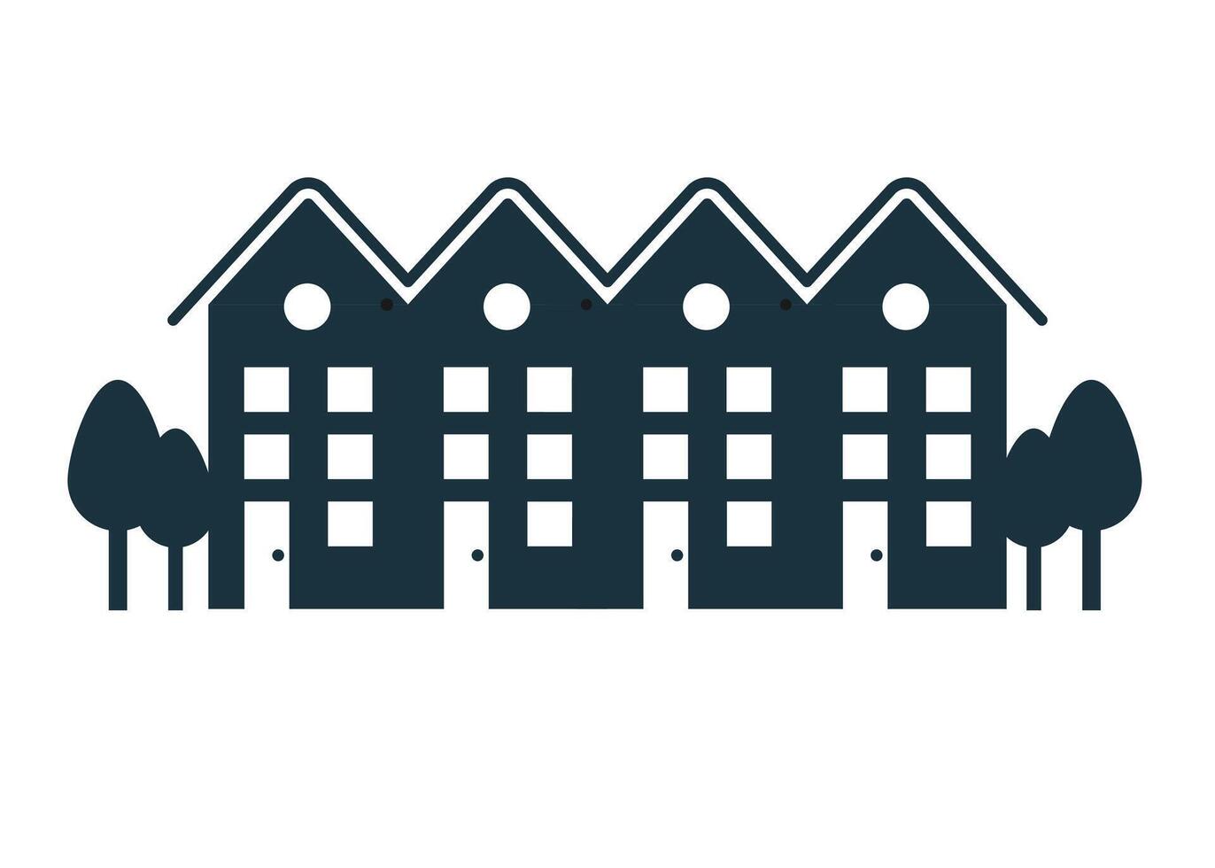 Filled flat Townhouse icon for computer and mobile stock illustration vector