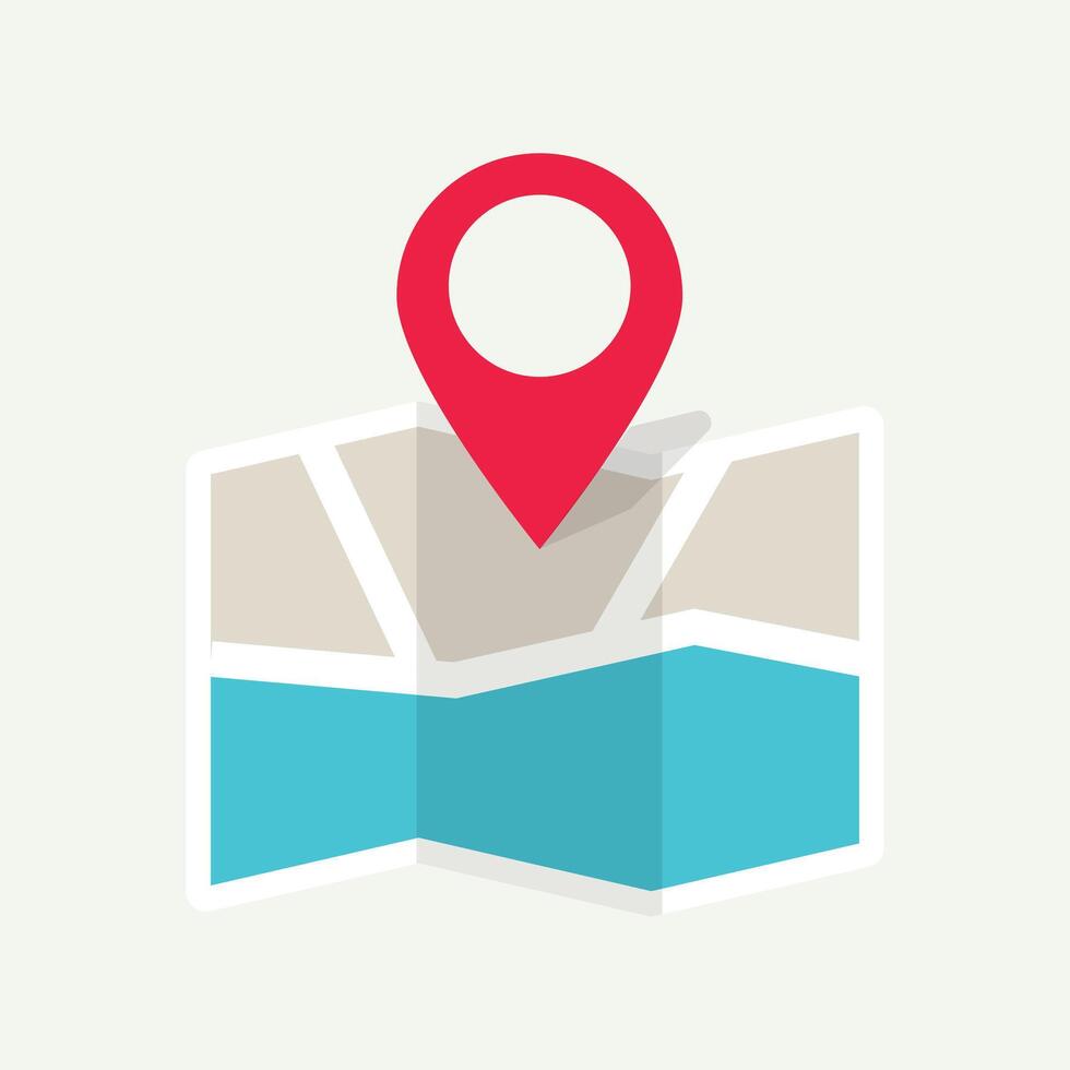 Map icon with pin gps flat and location marker pointer place in isometric design vector