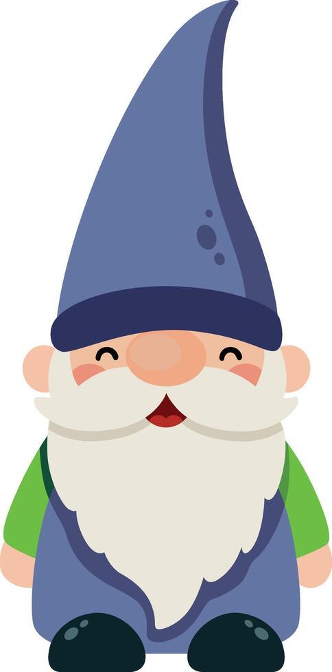 Happy Little Garden Gnome with Blue Hat vector