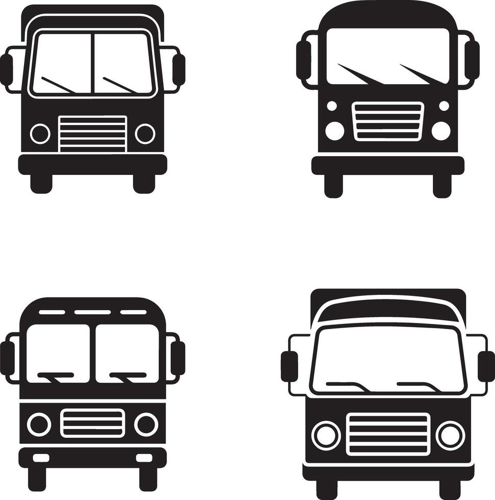 Clean and Elegant Bus Silhouettes Set of 4 Modern Designs vector