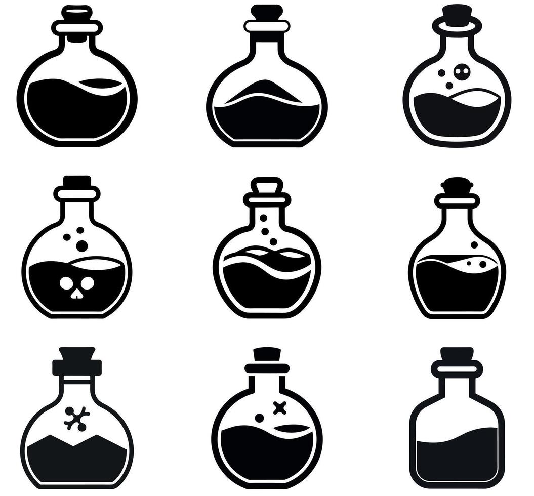 Magic Potion Bottle set vector