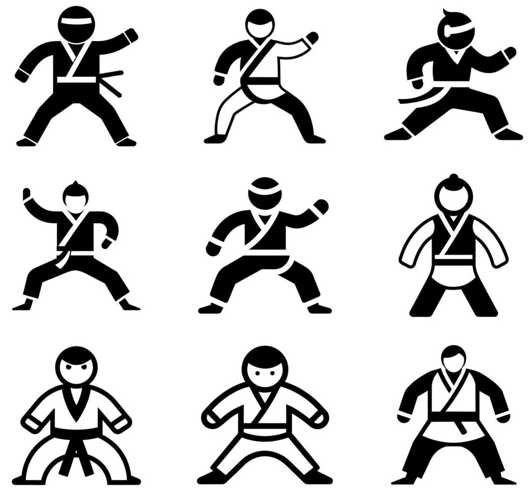Karate and Judo Icon Set design vector