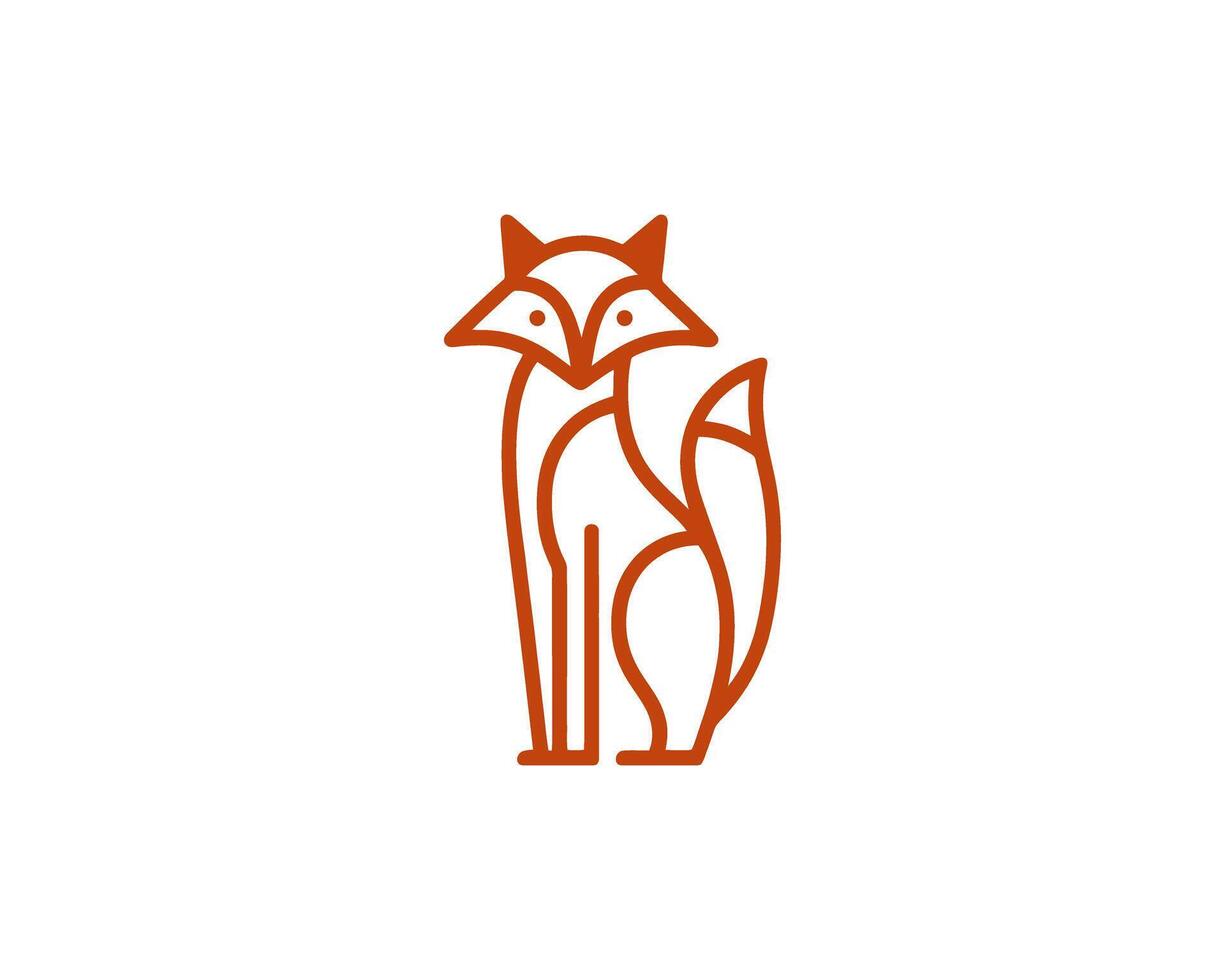 Geometric line art fox logo in minimal style vector