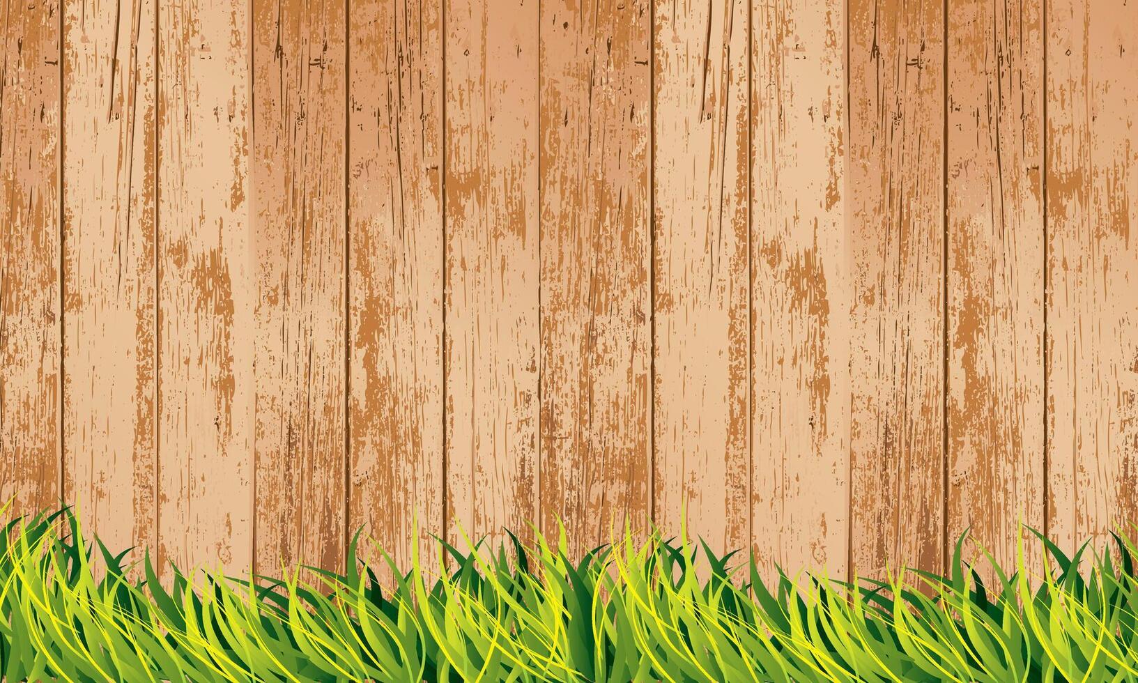 Rustic Wooden Fence with Grass Background vector