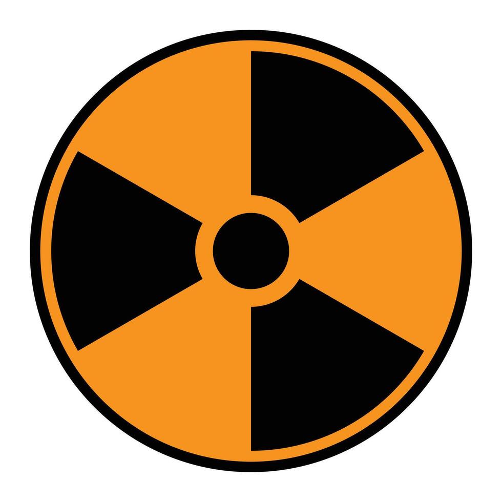 Nuclear icon. Radioactive warning yellow circle sign. radiation icon. Radiology icon emblem isolated in yellow circle on white background. vector