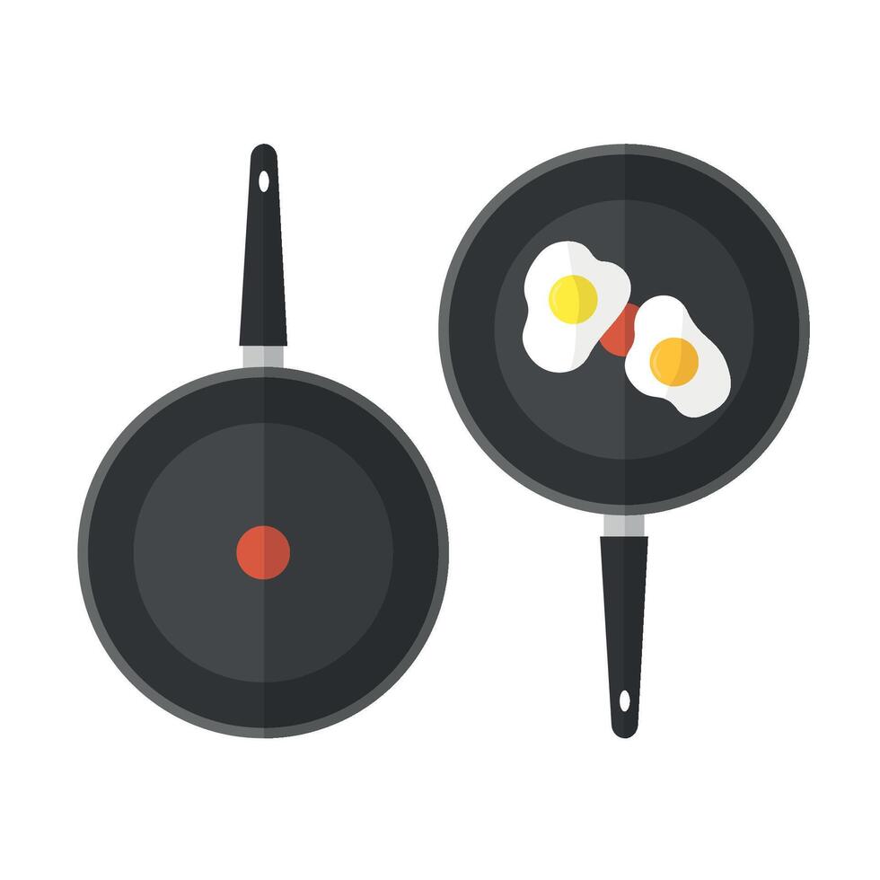 Frying pan icon on white background. Frying pan with fried eggs. Breakfast. Frying utensil. vector