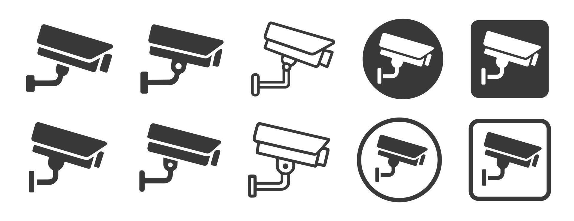 Security camera icons set. Security cameras in use symbol icon. Fixed CCTV camera logo sign shape. illustration image. icons Isolated on white background. vector