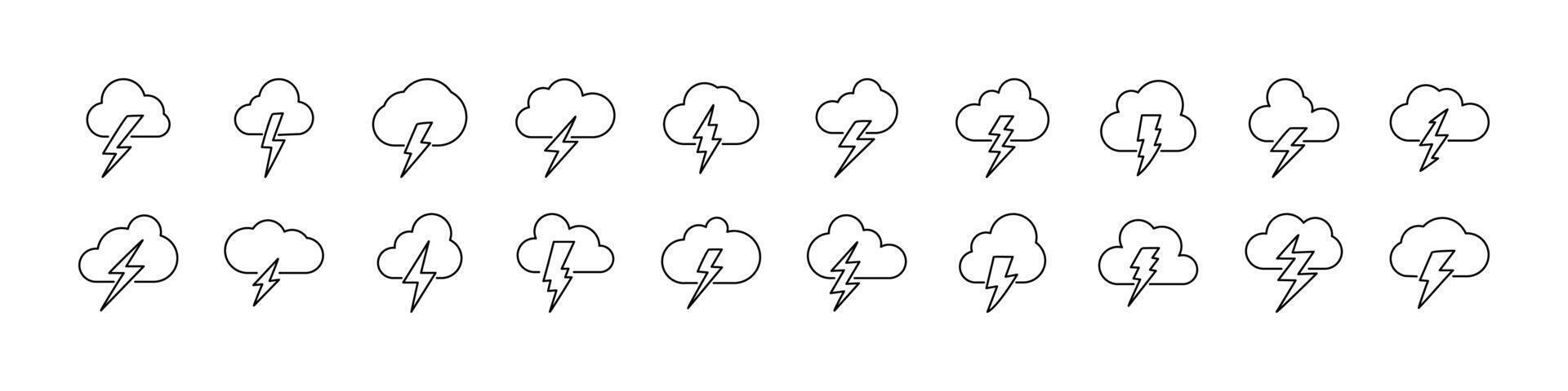 Lightning Bundle of Thin Icons. Editable Stroke. Perfect for Web Sites, Books, Cards, Apps vector