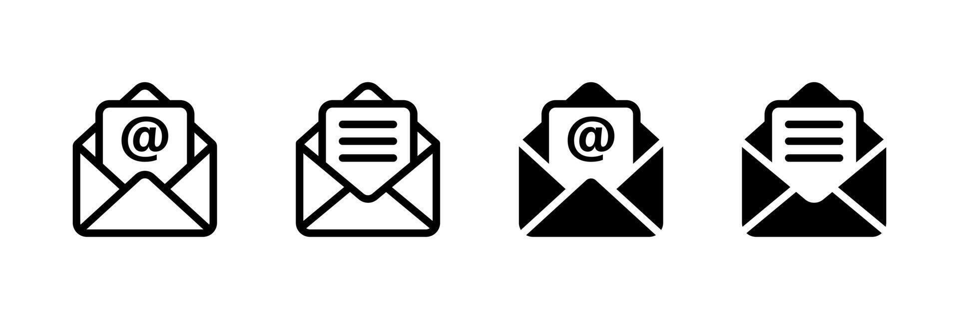 Envelope icon. Mail icon set. Send message sign. Received message. Isolated mail icon. Open envelope symbol. Post letter set vector