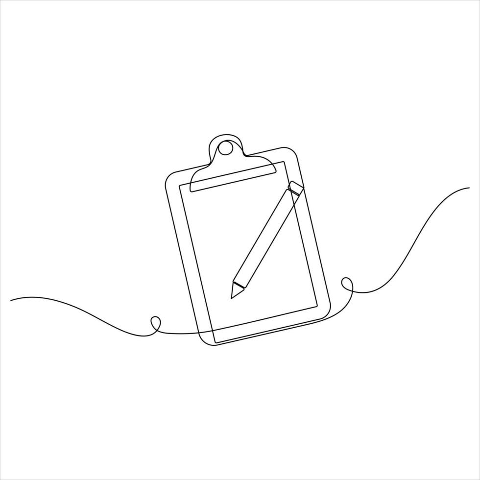 Continuous one line art drawing of clipboard with checklist isolated illustration vector