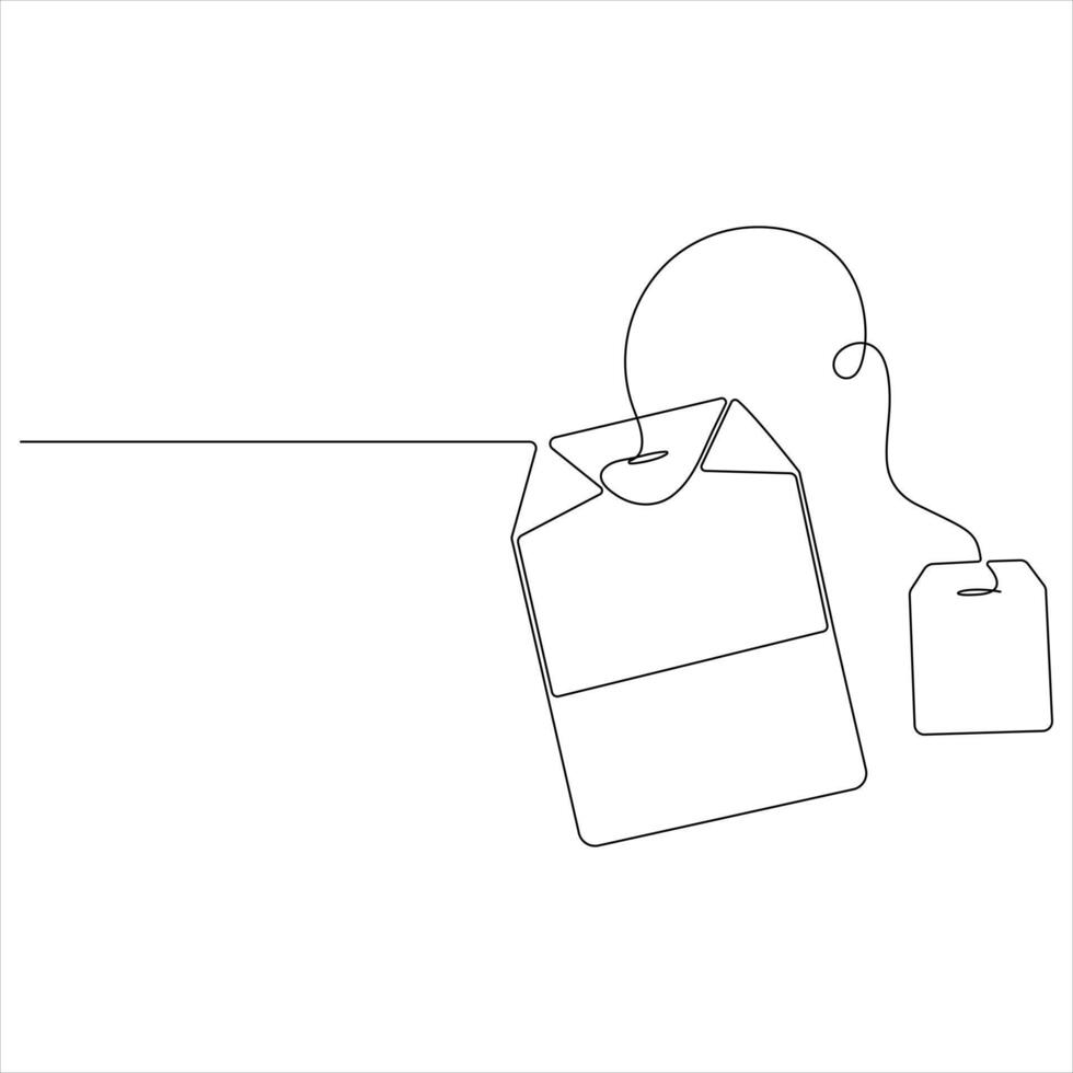 Minimalist paper Tea bag continuous single line art vector