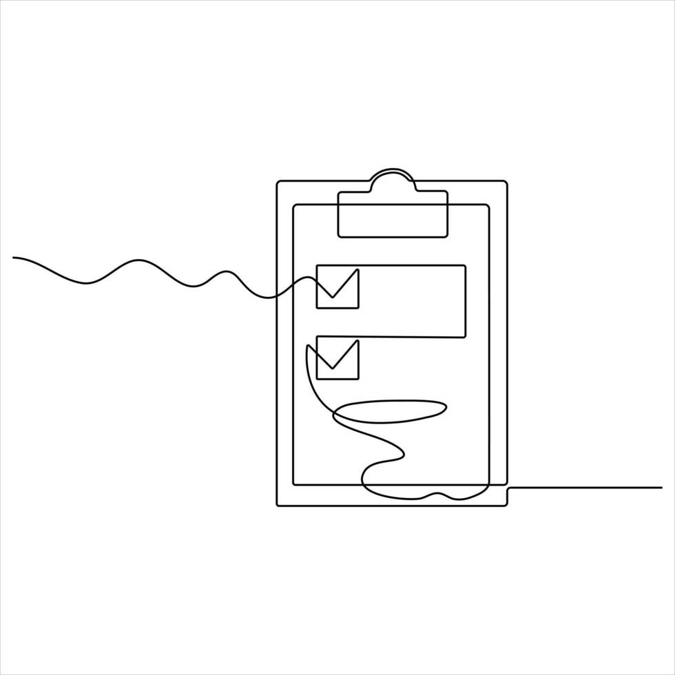 Minimalist continuous oneline drawing of a Clipboard illustration vector