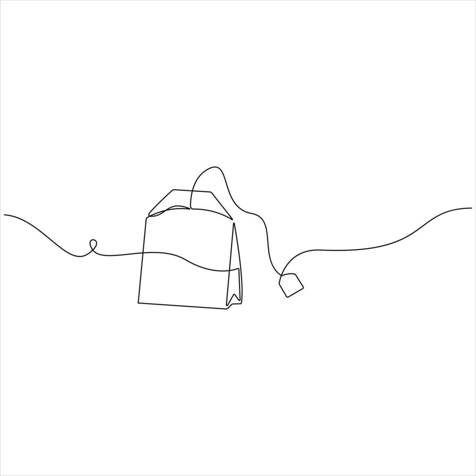 Minimalist Tea Bag continuous single line art vector