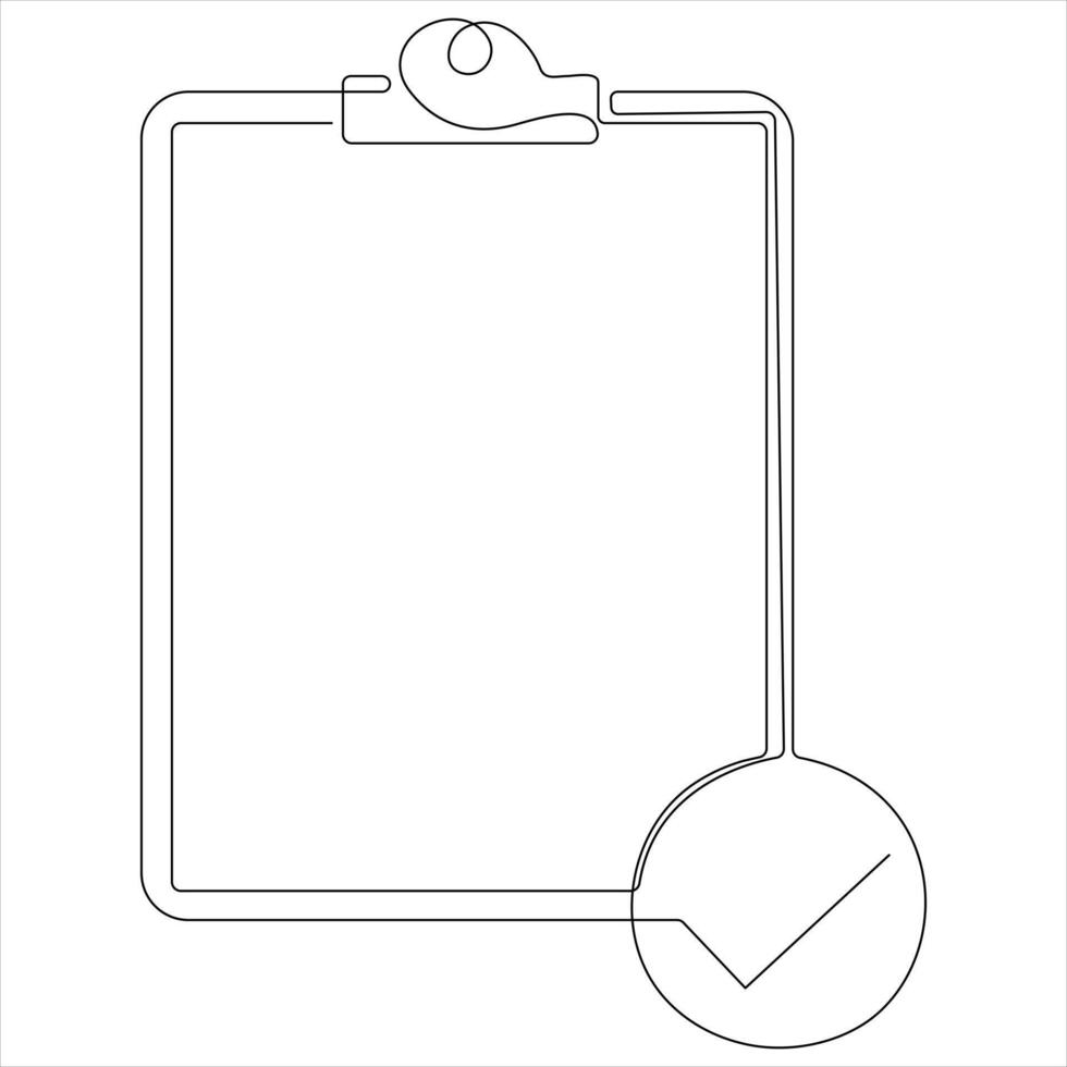 Clipboard with check mark icon in line art style illustration vector